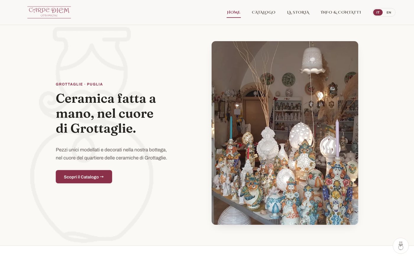 Carpe Diem Ceramiche, anteprima del sito