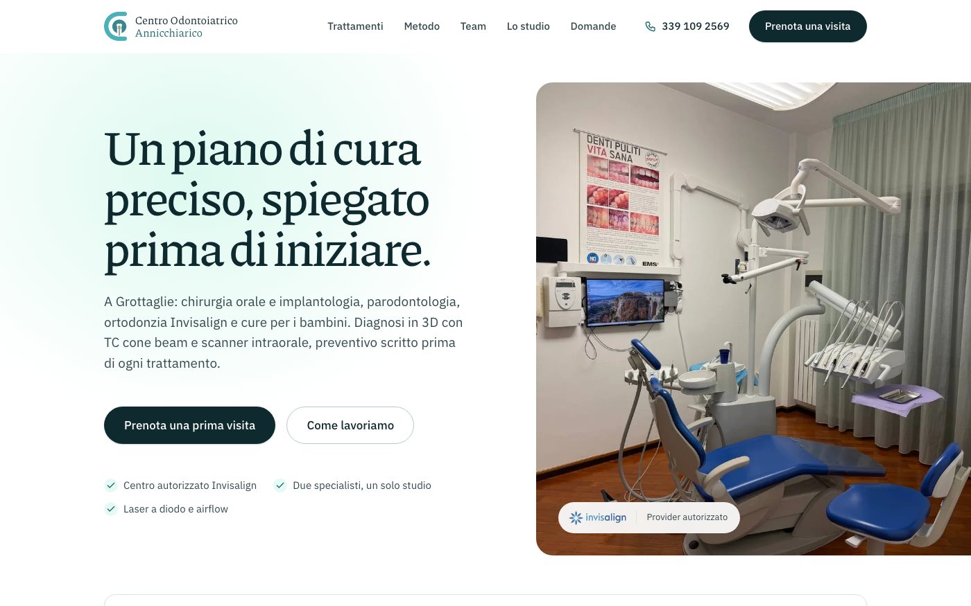 Centro Odontoiatrico Annicchiarico, anteprima del sito